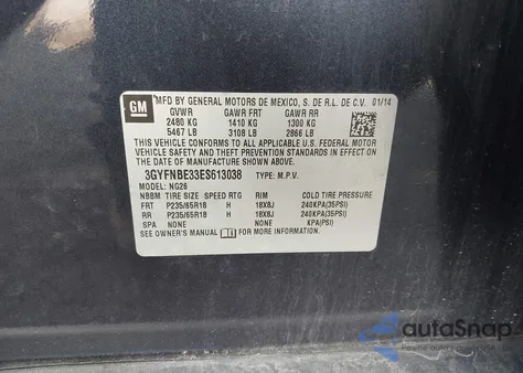 2014 Cadillac Srx Luxury Collection from USA, damaged, VIN 3GYFNBE33ES613038